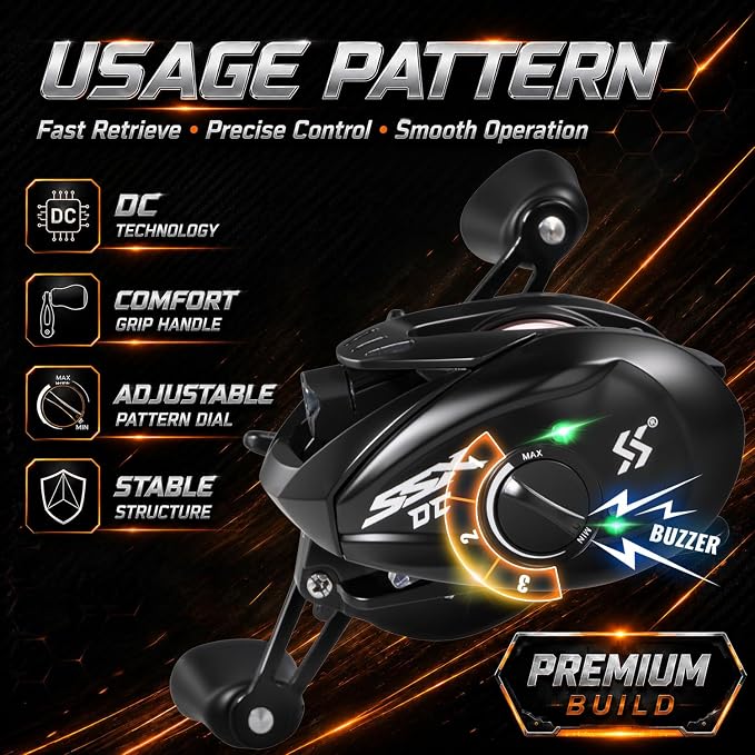 Sougayilang DC Baitcaster Combo - Digital Anti-Backlash Control, 7.2:1 Gear Ratio, 18.5LB Drag with IM7 Graphite 2-Piece Rod, EVA Handle, Stainless Steel Guides for Bass, Trout – Beginner Friendly
