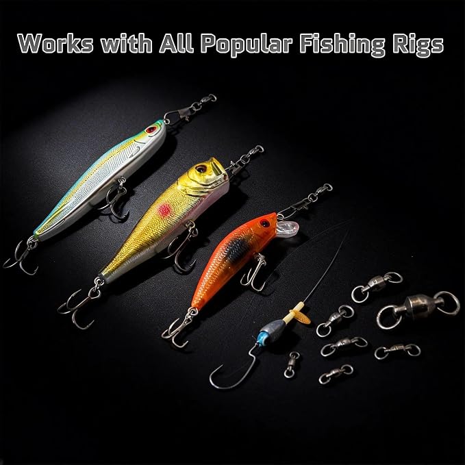 FishTrip 30/50 Pack Ball Bearing Fishing Swivels, High Strength Stainless Steel Swivels Fishing Tackle Solid Welded Rings Barrel Swivels Fishing Connectors for Saltwater Freshwater Size 0#-10#