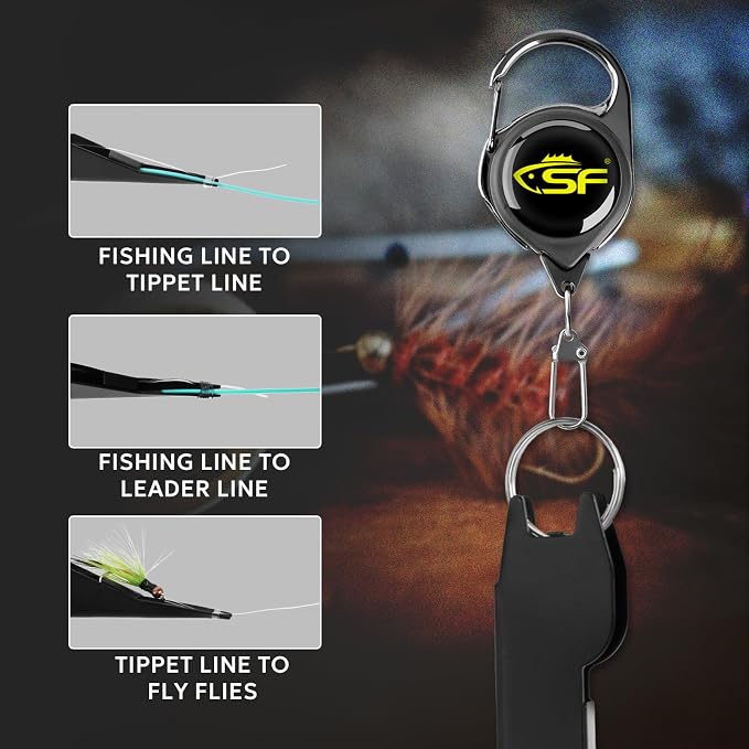 SF 3 in 1 Black Fly Fishing Nipper Fly Line Cutter Knot Tying Tool