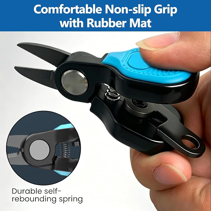 Mini Fishing Scissors,Compact Stainless Steel Blades with Non-Slip Handle,Rust-Resistant Braided Line Cutter Micro Serrated Multi Tool for Saltwater Freshwater Braided Fluorocarbon Mono Lines