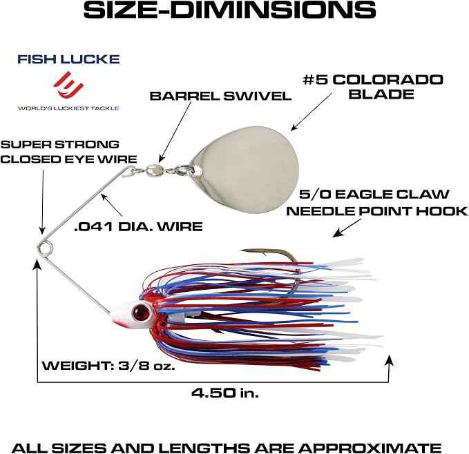 Luck E Strike Redman Spinner Bait by Jimmy Houston, 3/8 Ounce Colorado Spinnerbait