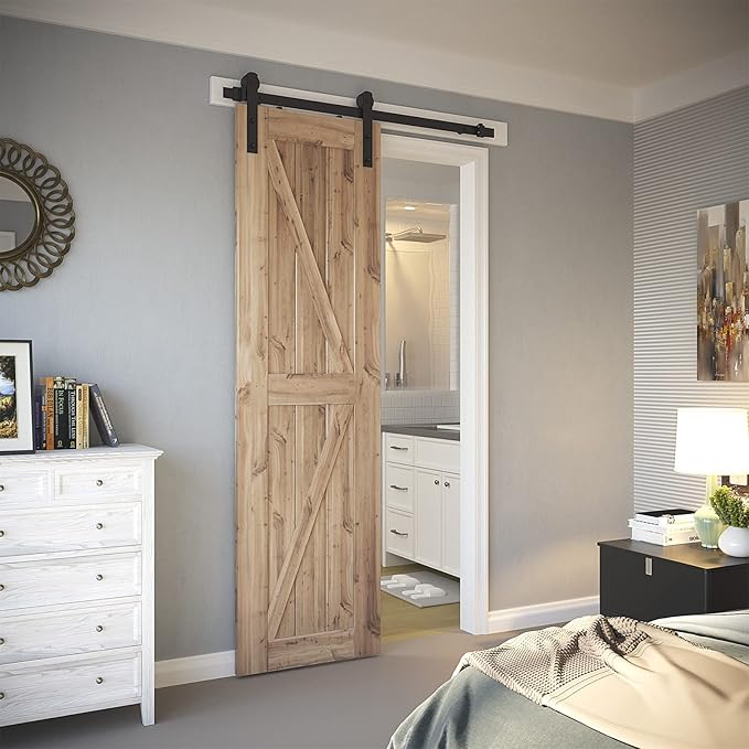 SMARTSTANDARD 4.0ft Barn Door Hardware kit, Barn Door Track, Sliding Door Hardware kit, Smoothly and Quietly -Heavy Duty Sturdy -Easy to Install, Fit 24" Wide Door Panel (I Shape Hanger)