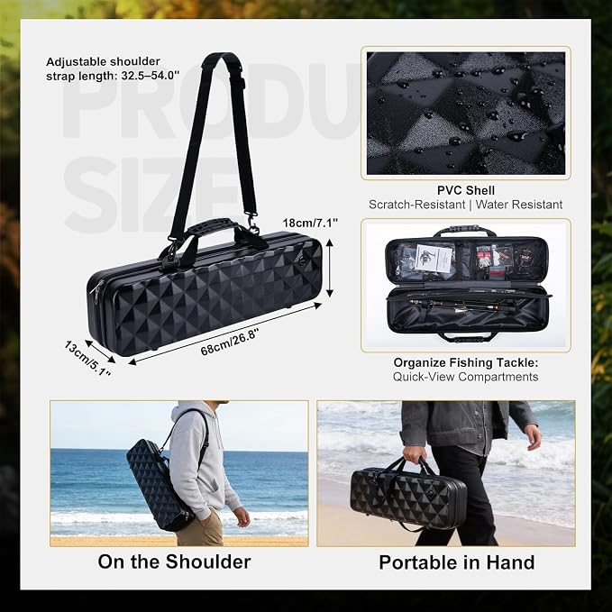 Goture Travel Fishing Rod and Reel Combo, Dual-Length Fishing Pole with 900D Carrier Bag, Complete Fishing Kit with Lures & Accessories for Surf Casting Shore Fishing