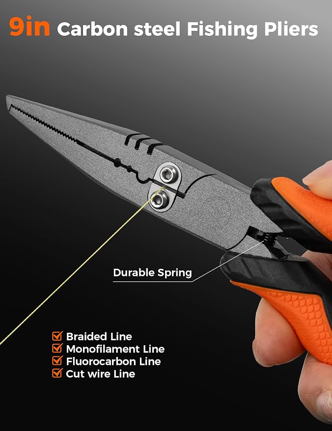 Fishing Pliers,Carbon Steel with Corrosion Resistant Coated Fishing Tools,Multitool for Saltwater