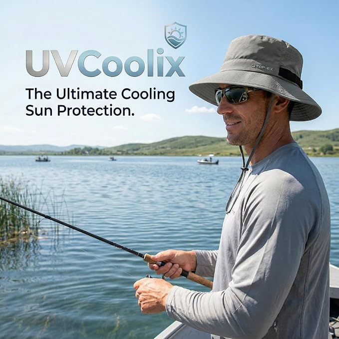 UVCoolix All-Day Comfort Bucket Sun Hat for Men Women,Lightweight Wide Brim UV Protection Boonie Outdoor,Beach,Golf