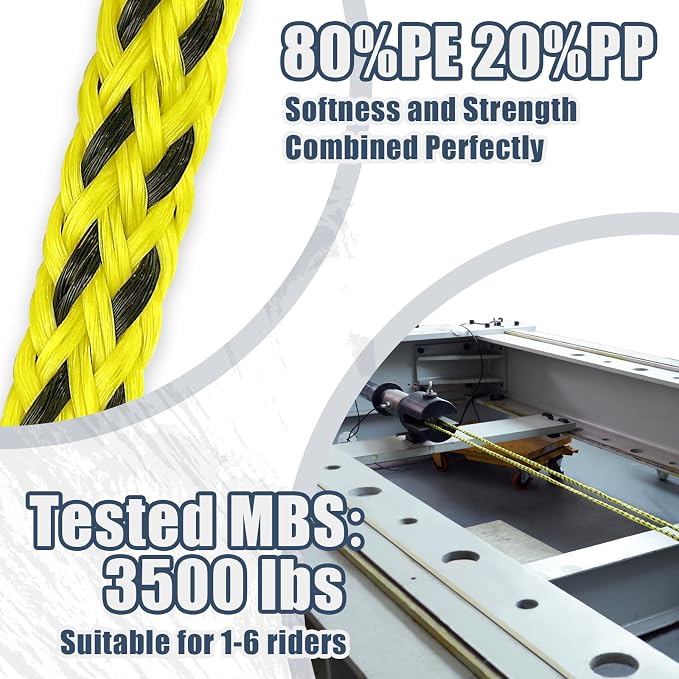 Boat Tow Rope 60ft 3-6K, Floating Ropes for Towable Tubes Accessories