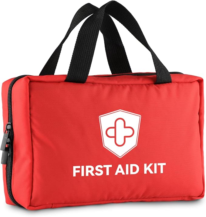 First Aid Kit - Trauma Kit with Essential Emergency Medical Supplies, Waterproof Travel First Aid Kit for Camping, Hiking, Simple and Portable Emergency Kit for Home, Dorm, Outdoor, Car (Bright red)