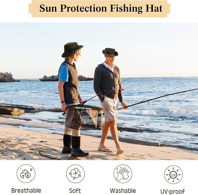 Xtinmee 10 Pcs Bucket Hat Bulk Safari Hat Wide Brim Boonie Hiking Fishing with Chin Strap for Women Men Adult Summer