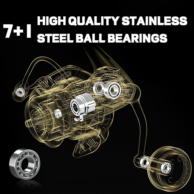 GK Spinning Reel,Fishing Reel Saltwater,Shallow Aluminum Line Cup 5.2:1 Gear Ratio, Upgraded Copper Gears, Metal Handle Knob, Smooth Bearings