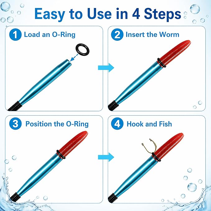 Wacky Rig Tools 2 Pcs with 320 Pcs Wacky O-Rings, Luxiv Wacky Worm Tools for Fishing Worm Rig Kits Fishing Rigging Utensil for Clip Baits Utensil with Keychain
