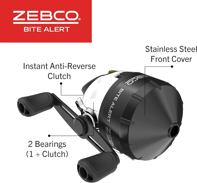 Zebco Bite Alert Spincast Reel and Fishing Rod Combo, Black/White