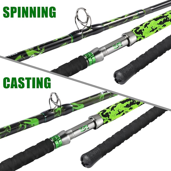 Sougayilang Catfish Rod 7' MH Catfishing Pole, Carbon Fishing Rod with Solid Tip, Stainless Steel Guides & Spiral EVA Handle for Freshwater Saltwater for Catfish-Spinning/Casting