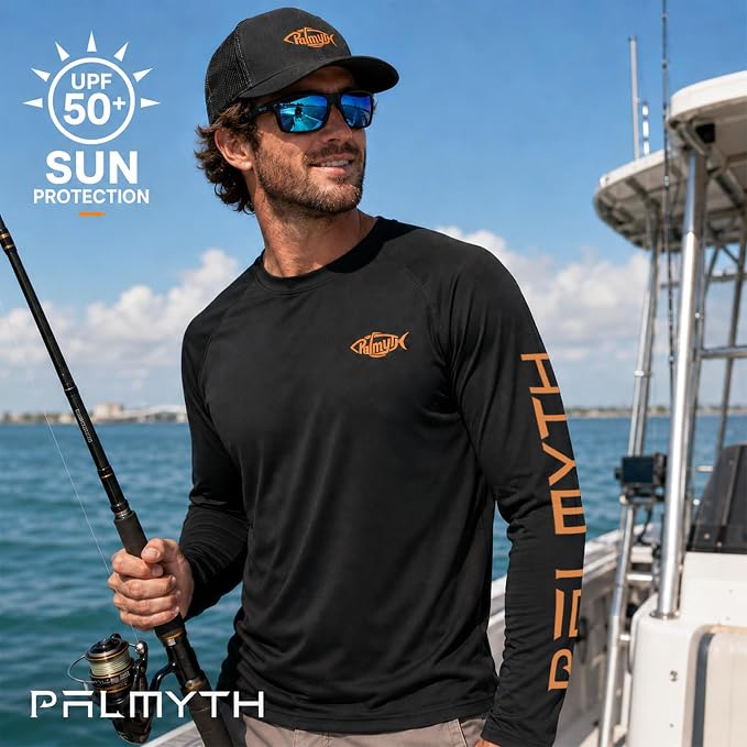 Palmyth Fishing Shirts for Men Long Sleeve UPF 50+ T Shirt Sun Protection Tee