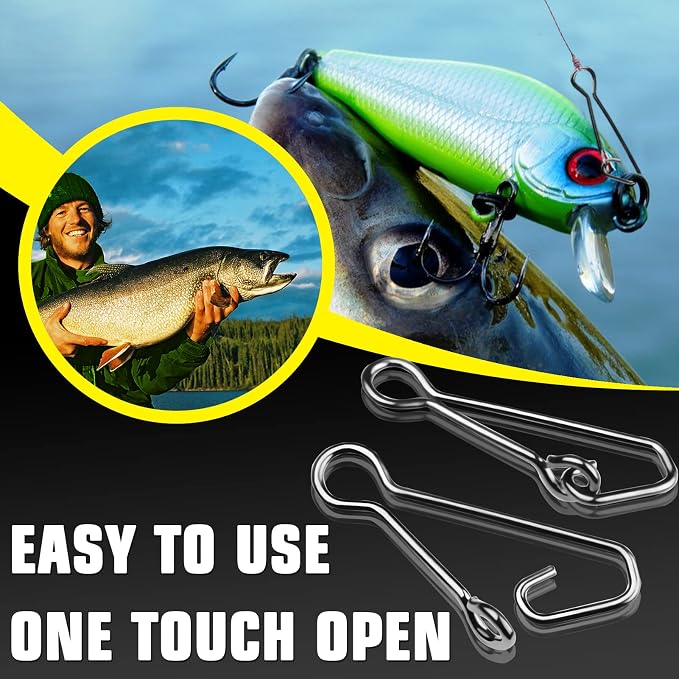 AMYSPORTS Line Connector Fishing Snap Stainless High Strength Snaps Swivels Saltwater Quick Change Fishing Snap Clip Freshwater
