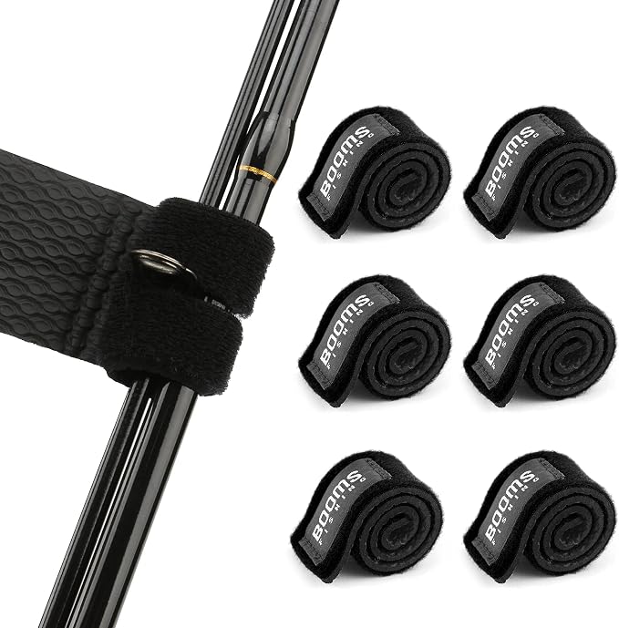 Booms Fishing RS3 Fishing Rod Wrap Pole Straps， Hook & Loop Fishing Rod Belts, Fishing Rod Ties for Casting Rods, Spinning Rods and Fly Rods