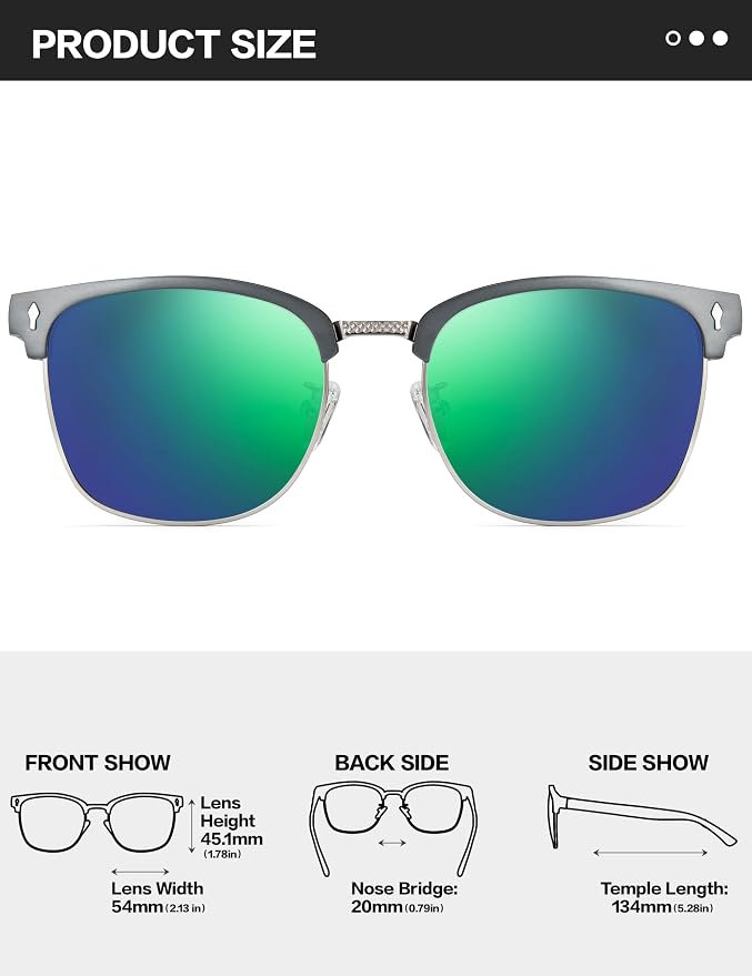 BIRCEN Mens Polarized Sunglasses for Driving: Al-Mg Metal UV Protection Sun Glasses Square Shades for Fishing Travel 2026