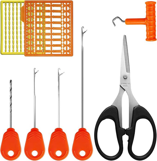 YOTO Carp Fishing Tool Kit & Equipment - Professional Baiting Rig Tools Set with Hook Needles, Bait Drill and 2 Boilie Stoppers - Multiple Styles: Standard, Silicone Grip & Night Glow