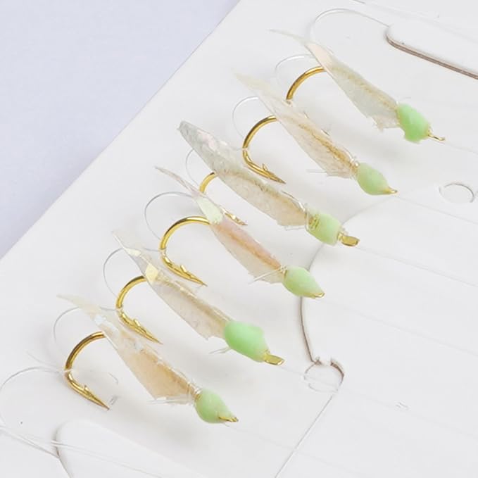 OROOTL Fishing Bait Rigs Saltwater, 6 Packs Surf Fishing Rigs with Sharp Hooks Fish Skin Feather Swivel Snap Glow Saltwater Lures Sea Bass Cod Herring Hook Rig Size 4 6 8