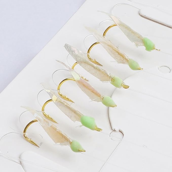 OROOTL Fishing Bait Rigs Saltwater, 6 Packs Surf Fishing Rigs with Sharp Hooks Fish Skin Feather Swivel Snap Glow Saltwater Lures Sea Bass Cod Herring Hook Rig Size 4 6 8