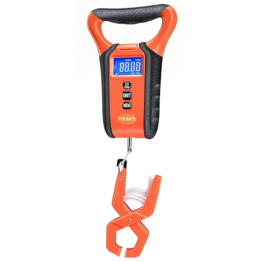 Fish Scale Floating Waterproof Digital Fishing Scale with Lip Grip, Replaceable Hook, LCD Display, 110lb Capacity, Auto Hold, Multiple Units(LB/OZ/KG), Included Measuring Tape – Ideal for Anglers