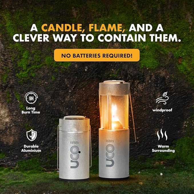 UCO Original Candle Lantern with 1 Long-Burning Emergency Candle, Original Collapsible Candle Lantern for Camping & Emergency Preparedness