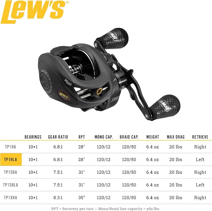 Lew's Tournament Pro LFS Speed Spool Baitcast Fishing Reel, Aluminum Frame, Premium 11 Stainless Steel Ball Bearings