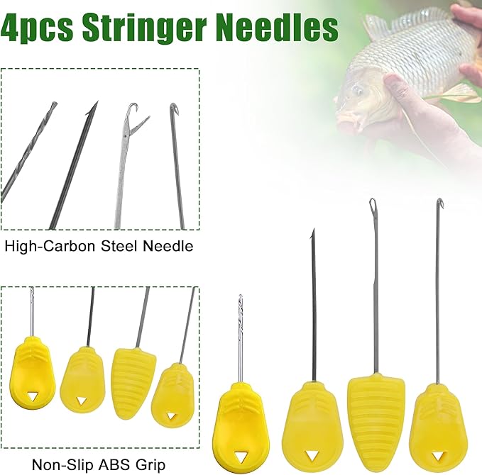 43pcs/152pcs Carp Fishing Hair Rigs Baits Carp Rigs Kit Corn Fishing Beads Boilie Bait Stops Dumbell Stoppers and Stringer Needle Fishing Equipment