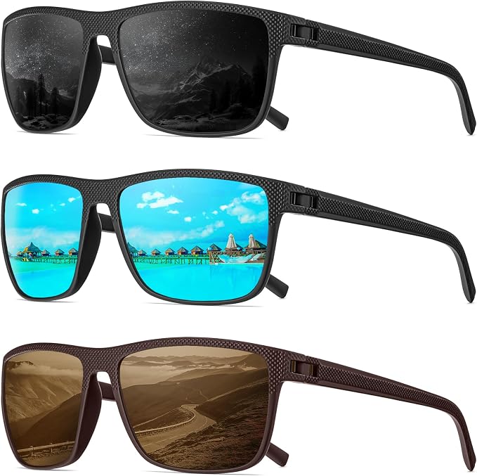 Polarized Sunglasses Men, Mens Sunglasses Polarized UV protection Lightweight Sun Glasses for Driving Fishing Golf