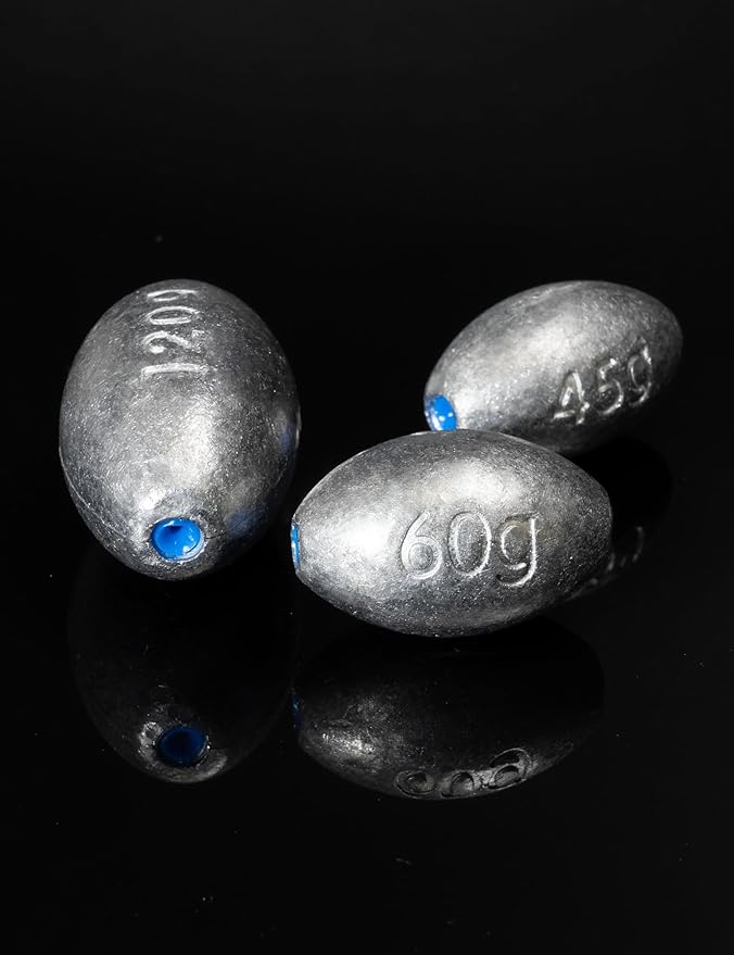 BLUEWING Egg Sinkers Fishing Weights Oval Shaped Fishing Sinkers Lead Fishing Sinker for Saltwater Fishing，1/8 oz to 7 oz