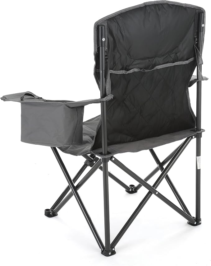 ARROWHEAD OUTDOOR Portable Deluxe Folding Camp Quad Chair w/Headrest, Glass & Cup Holders, Armest 6-can Cooler, Heavy Duty Carry Bag, 550 lbs Weight Capacity