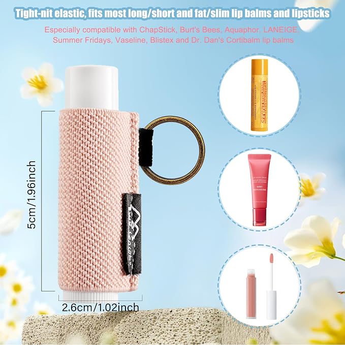 WK IEASON - Lip Balm Holder Keychain Clip On Lipstick Sleeve Chapstick Sleeve Holder Keychain Pack of 5