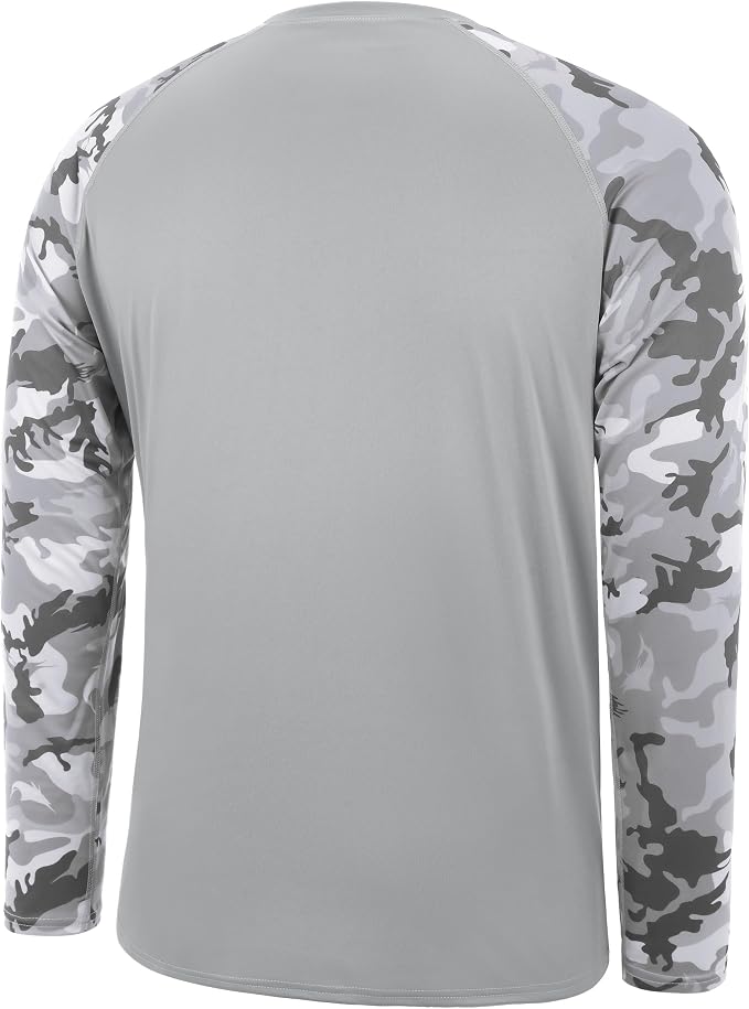 FISHEAL Men's Long Sleeve Fishing Shirts, UPF 50+ Camo Sun Protection Rash Guard, UV Shirt for Swimming Hunting Outdoor