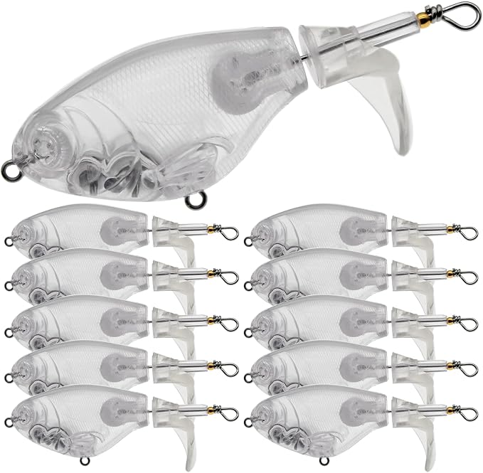 10pcs/20pcs Fishing Blanks Lures Kit Fishing Topwater Unpainted Swimbait Unpainted Crankbaits Hard Baits DIY Lure for Bass Salmon Trout Saltwater and Freshwater