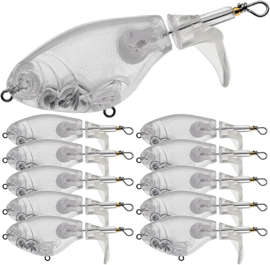 10pcs/20pcs Fishing Blanks Lures Kit Fishing Topwater Unpainted Swimbait Unpainted Crankbaits Hard Baits DIY Lure for Bass Salmon Trout Saltwater and Freshwater