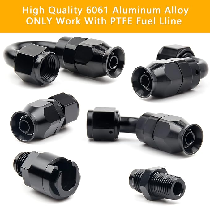 6AN PTFE Fuel Line Kit, 5/16" Nylon Stainless Steel Braided, LS Swap EFI E85 Injection Fuel Hose Fitting 20FT