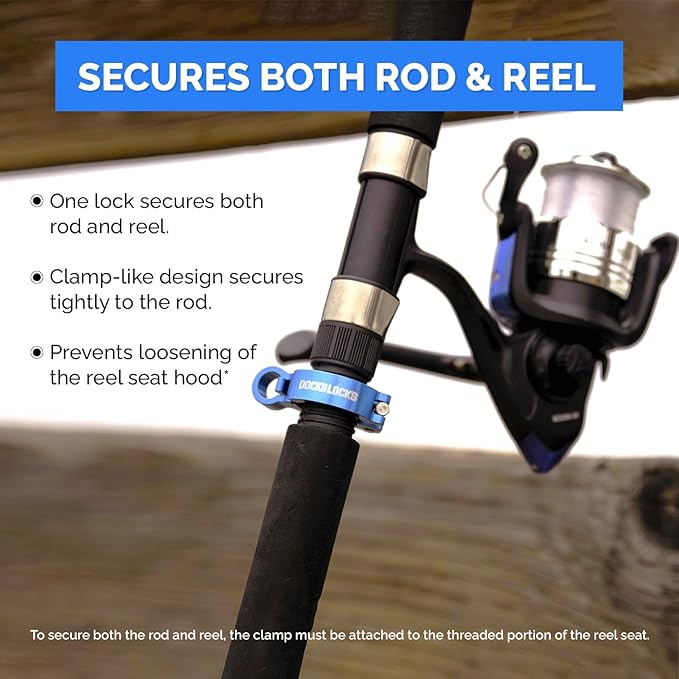 DocksLocks Fishing Rod & Reel Lock, Fishing Pole Lock for Storage, Gear, Equipment, Accessories, Rod Holder, Truck Bed, Car Rack, Piers, Boats and Marinas