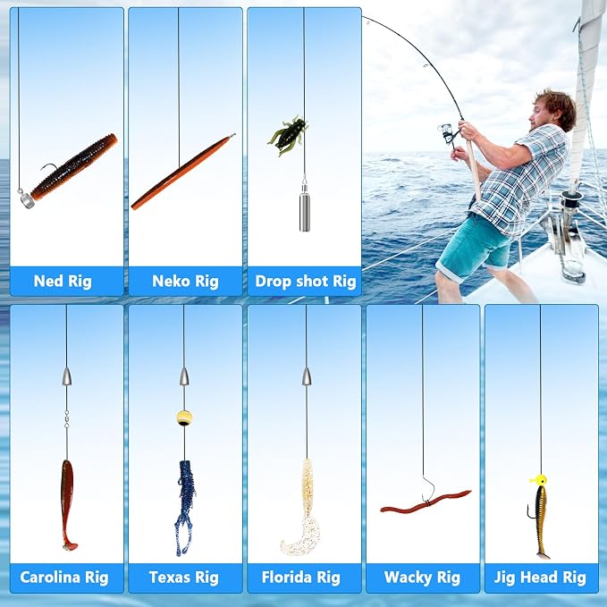 FONMANG 322-Piece Fishing Lures Kit - Buzz Bait/Spinner Baits/Jig/Frog, Fishing Tackle Box with Tackle Included, Soft Bait/Hooks/Weights, Fishing Gear Lure Kit Gift for Men Freshwater Bass Trout