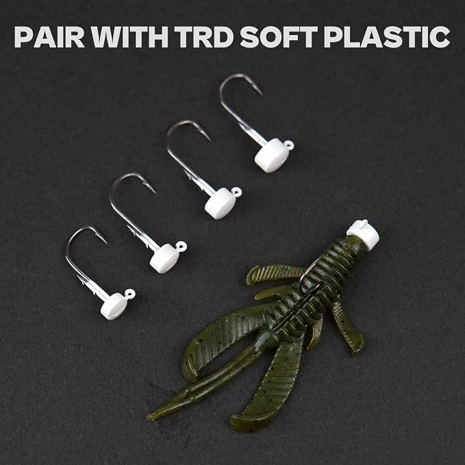 Ned Rig Jig Heads, 20 Pack Finesse Mushroom Jig Hooks Kit for Bass Fishing 1/16 3/32 1/8 3/16oz