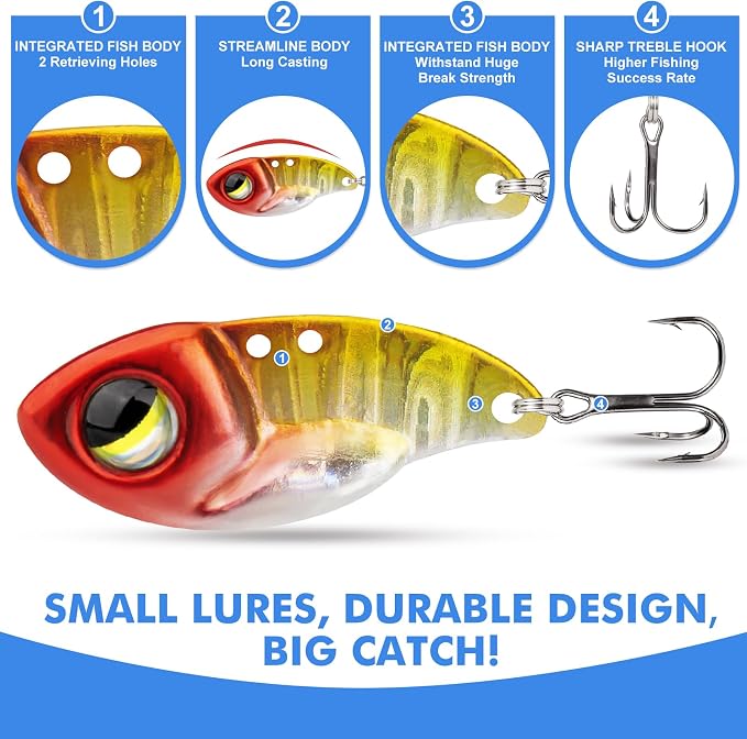 TRUSCEND Vibespinner Easy Catch Fishing Lures with BKK Hooks, Tail Spinner Baits with 4 Actions, Vibrating Swimming Flashing & Jigging for More Bites, Spoon Lures for Bass Trout Crappie Walleye Pike