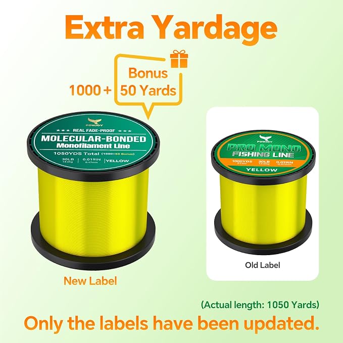 Pro Monofilament Fishing Line with Knot Instruction Cards for Multi Purpose Cost Effective, Strong Yet Thin Nylon String for Big Fishes, Tangle-Free & UV Resistant, 15/20/30/50/80LB