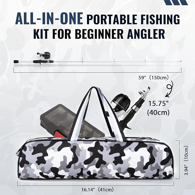 WIDDEN Kids Fishing Pole, Youth Fishing Rod and Reel Combo - Telescopic Portable Fishing Pole with Tackle Box Bag Starter Anglers Set, Fishing Gear Kit for Boys Girls Teens Age 5-18 and Beginners