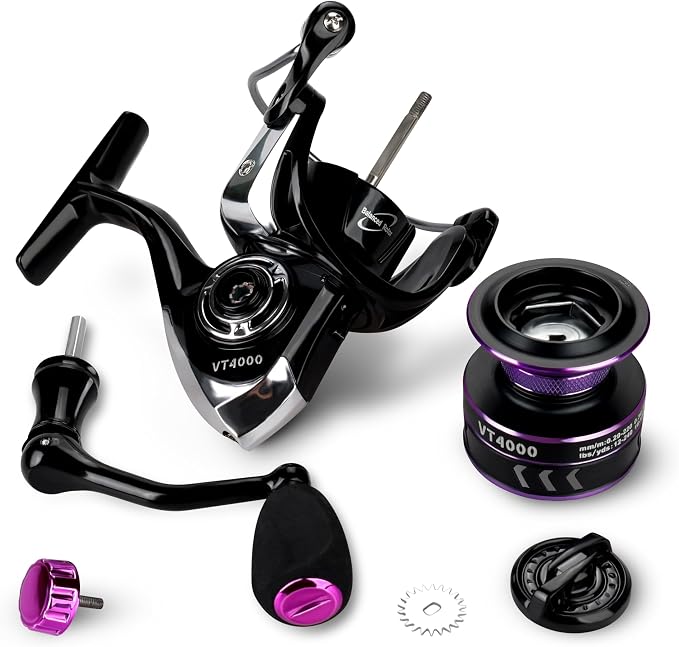 Rikimaru VT Spinning Reels, Carbon Fiber 30LBs Max Drag, 9+1 Shielded BB, Saltwater Freshwater Spinning Fishing Reel, 5.1:1/6.2:1, 2000, 3000, 4000, 5000，6000, 7000 Series