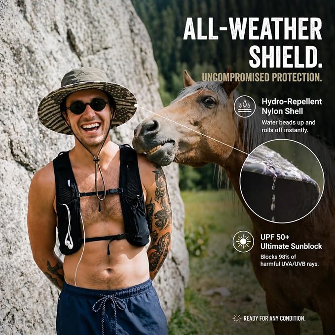 TOP-EX UVCoolix™ Cooling Touch Breathable UPF50+ Waterproof Wide Brim UV Protection Sun Hats Big Head XL XXL