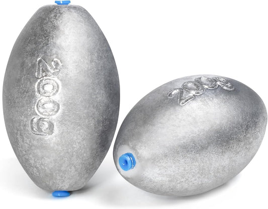 BLUEWING Egg Sinkers Fishing Weights Oval Shaped Fishing Sinkers Lead Fishing Sinker for Saltwater Fishing，1/8 oz to 7 oz