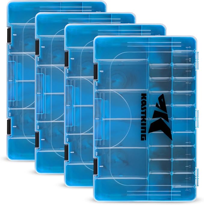 KastKing Tackle Boxes, Plastic Box, Plastic Storage Organizer Box with Removable Dividers - Fishing Tackle Storage - Box Organizer - 2 Packs /4 Packs Tackle Trays - Parts Box