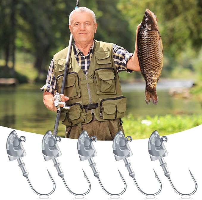 15 Pieces Swimbait Jig Head Lead Jig Head Bait Lead Weighted Hooks Spin Fish Jig Heads for Saltwater and Freshwater