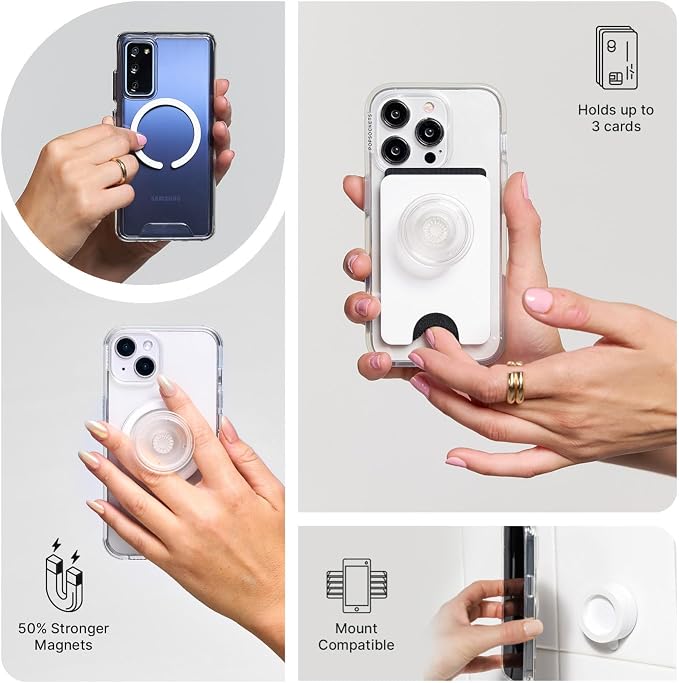 PopSockets Phone Grip for MagSafe, Magnetic Holder, Phone Stand, Black - Hammered Sun Black