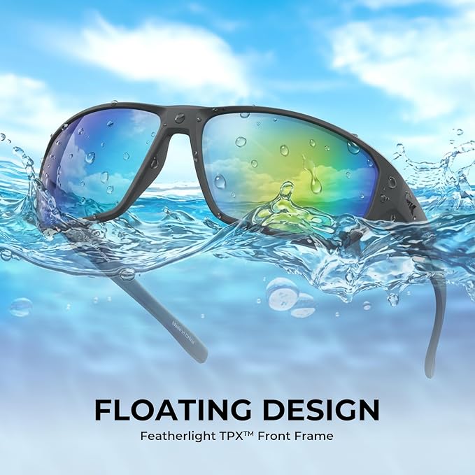 KastKing Merced Floating Polarized Sports Sunglasses, With PuriVex Protective Lens Coating, Lightweight TPX Frame, Men Women