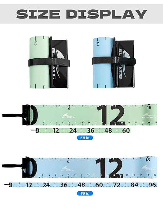 BLUEWING 60"" Fishing Ruler Portable Roll Up Fishing Ruler Folding Fish Measuring Tape with Bump Board Waterproof Fishing Measurement Tool, Green - 60in