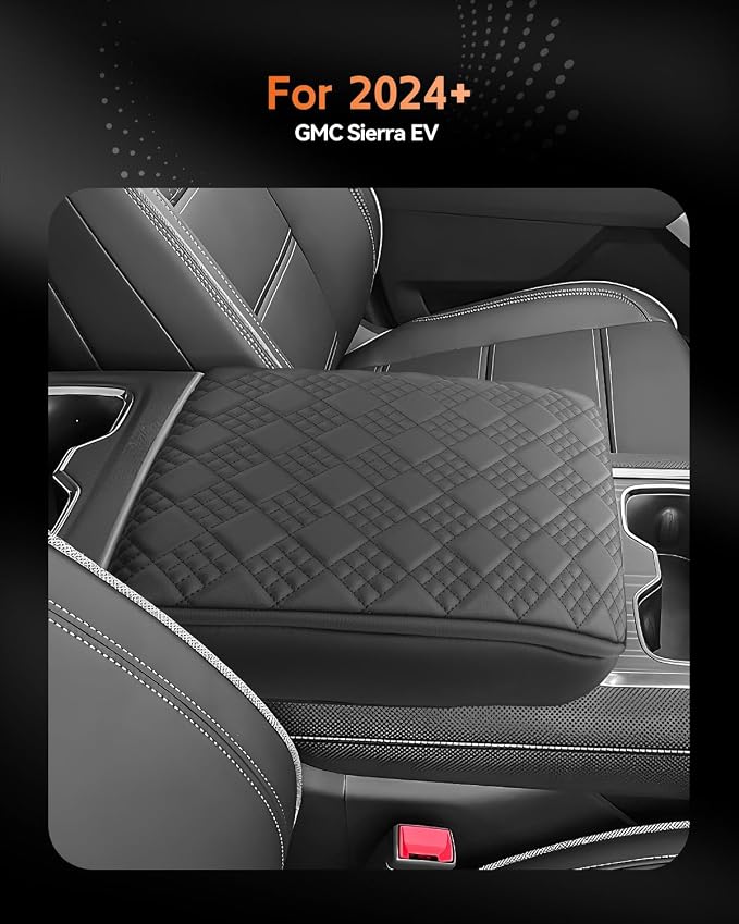 CDEFG for 2024 2025 2026 GMC Sierra EV Center Console Cover Armrest Box Cover Sierra EV Accessories Console Arm Rest Protector Thickened